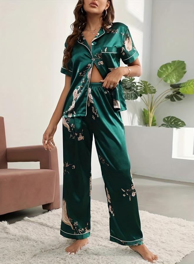 Take Two Women Graphic Print Short Sleeve Shirt and Pyjama Set - Image 2
